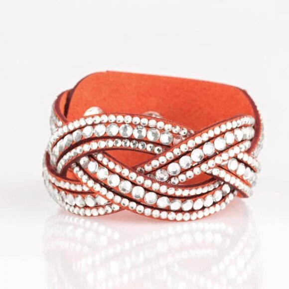 Paparazzi Jewelry Accessories - Bring On The Bling - Orange Bracelet - Vintage - Picture 2 of 4